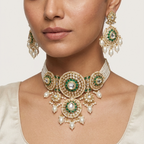 Emerald Kundan Pearl Choker Set
