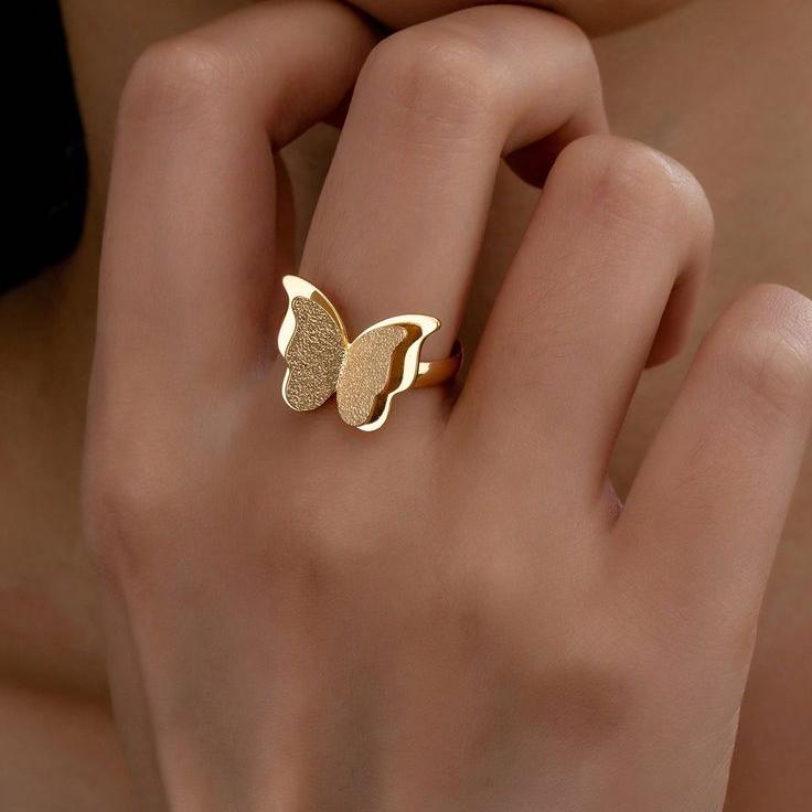 18K Gold Plated Butterfly Statement Ring