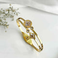 18K Gold-Plated Stainless Steel Floral Crystal Gold Bracelet