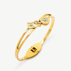 18K Gold-Plated Stainless Steel Floral Crystal Gold Bracelet